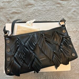 Hammitt Black Clutch with Decorative Fringe